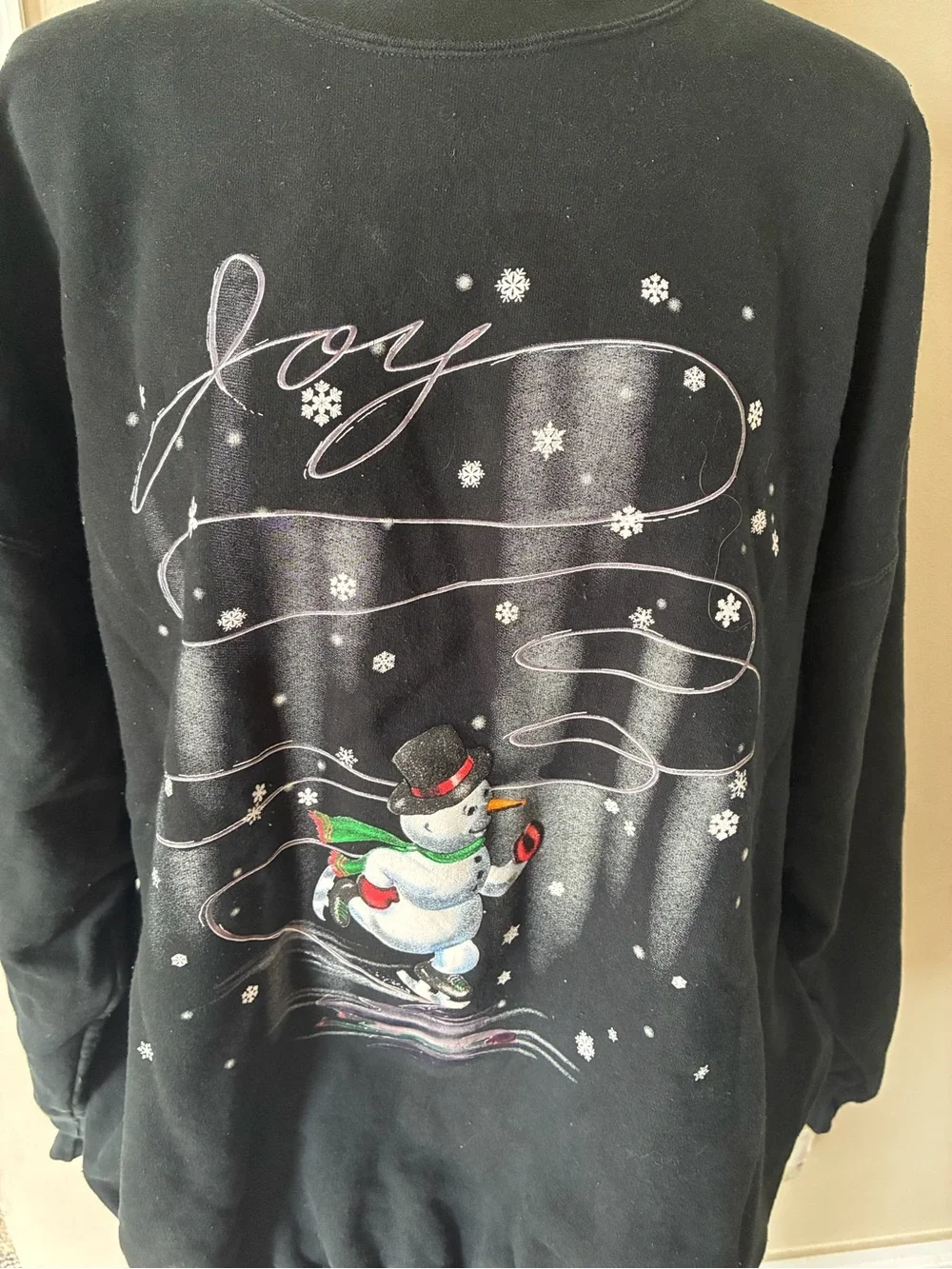 Vintage 90s Black 'Joy' Snowman Graphic Men's crewneck